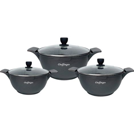 Ensemble de casseroles à induction - GENERIC - 6 pièces - Fonte d'aluminium - Antiadhésif - Marbre (1/3)