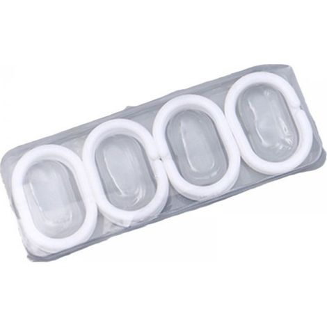 Shower Curtain Rings, Set of 12 Shower Curtain Rings, White, 3x4 cm, for Hanging Shower Curtain on Shower Rod, Small Size, Oval Design, Plastic, (1/2)
