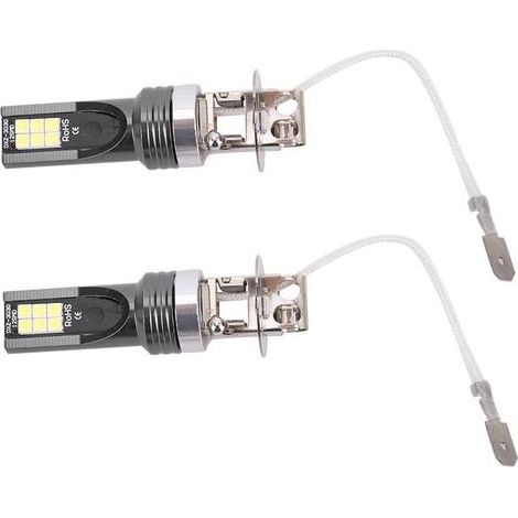2 Stück LED-Scheinwerferlampen, 2525 12LED, Ersatz für H3-Scheinwerferlampen, DC 12–24 V, weiß, 6500–7500 K (1/5)