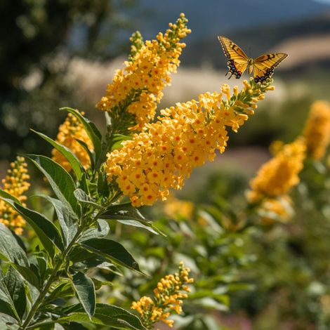 Buddleia gialla Sungold "Albero delle Farfalle" Buddleja pianta in vaso 7x7 cm (1/5)