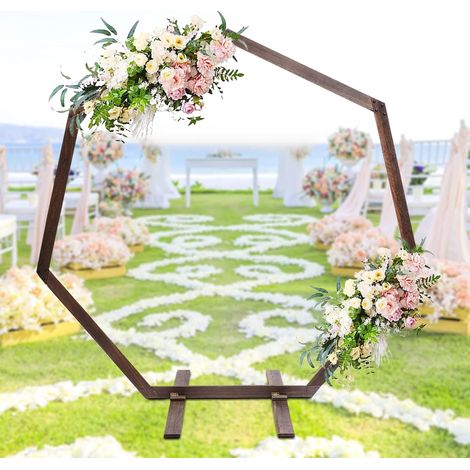 Arche de mariage en bois à sept angles - Support de fond pour arche de mariage - Décoration de mariage (1/5)