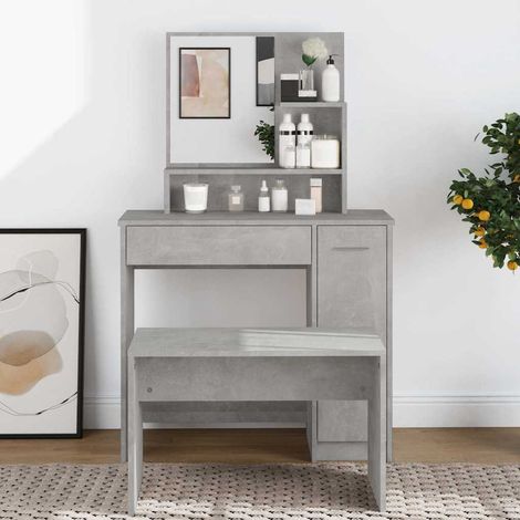 vidaXL Tocador con espejo color gris hormigón 86,5x35x136 cm (1/5)