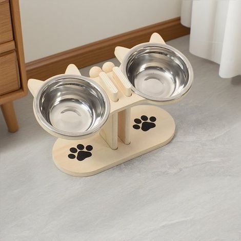 Soporte ajustable para comedero con apoyo para el cuello  Soporte universal para comedero de gatos y perros, mesa plegable para mascotas (1/2)