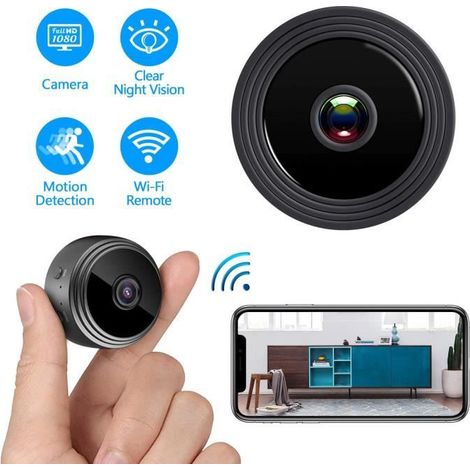 Caméra Espion WiFi 1080P - Vision Nocturne - Enregistrement en boucle - Détection de mouvement - Noir (1/4)