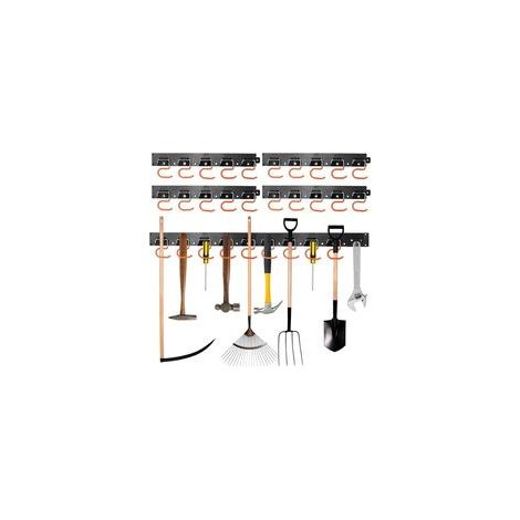 Ganci portaoggetti agganciabili – Organizzatore per garage con 4 binari in ABS da 41 cm – 20 ganci in acciaio zincato – Portata fino a 6,8 kg (1/4)