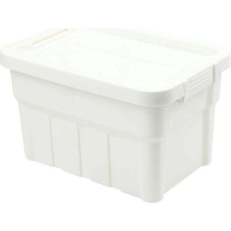 Bacs de rangement empilables avec couvercles, boîtes de rangement en plastique PP pour la maison et le camping, conteneurs verticaux pour économiser de l'espace pour jouets, matériel de cuisine, blanc (1/4)