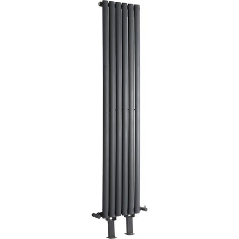 Hudson Reed – Radiateur vertical sur pieds anthracite 160cm x 35,4cm – Acier 1,5mm – Puissance 841W – Conçu pour chauffage central – Norme EN 442