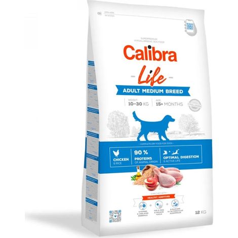 CALIBRA DOG life cibo secco per cani adulti di taglia media, pollo, 12 kg