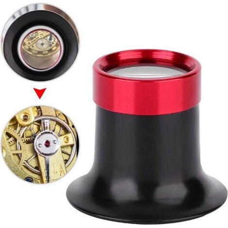 Loupe d'horloger - - Grossissement 10x - Alliage d'aluminium - 3,8x3,5x3,5 cm - Réparations de précision - Lecture (1/4)