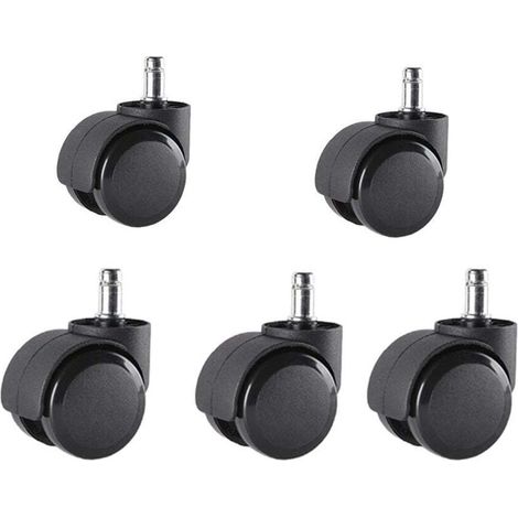 [NON UTILIZZATO] Set di 5 rotelle per sedia da ufficio, 10 mm x 22 mm - Rotelle per pavimenti duri fino a 175 kg - Ruote per sedie girevoli - Installazione semplice