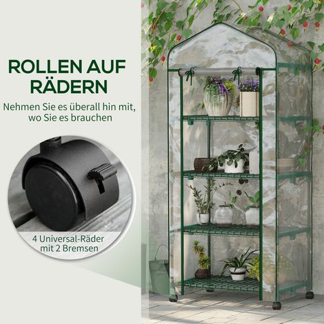 Serre en film plastique, mini-serre de jardin, abri à plantes, châssis de jardin, 4 étagères, 69 x 50 x 165 cm, transparent (1/5)