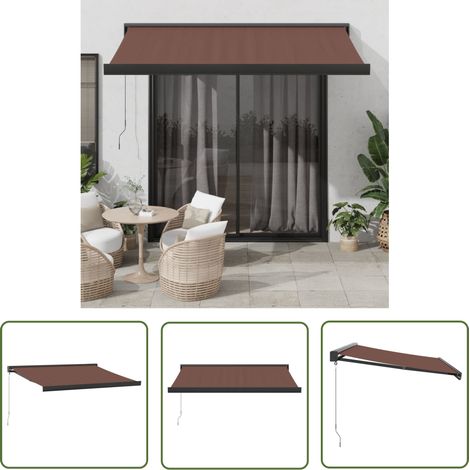 Balcon - vidaXL Auvent manuel rétractable marron 350x250 cm - Patio (1/5)