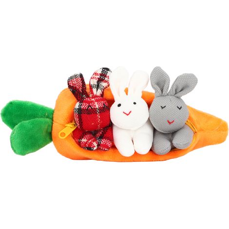 Ensemble de 3 sacs de rangement en peluche en forme de carotte, avec de jolis lapins en peluche, pour enfants et adultes 2 (1/5)