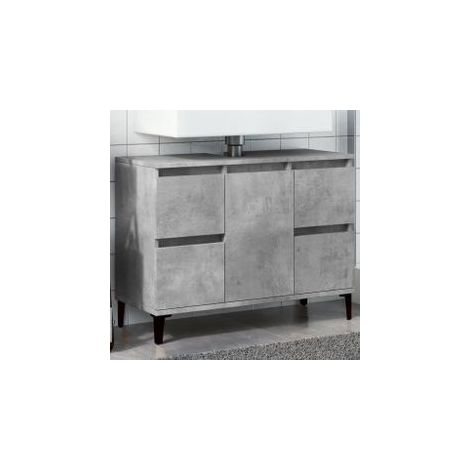 Meuble d'évier gris béton 80x33x60 bois d'ingénierie
