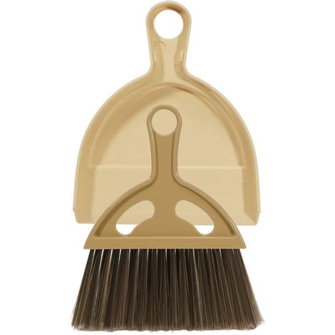 Ensemble Pelle à Poussière et Brosse, Brosse de Nettoyage Portable, Ensemble Petit Balai et Pelle Portable pour Table Cuisine Chambre Bureau (Brun) (1/5)