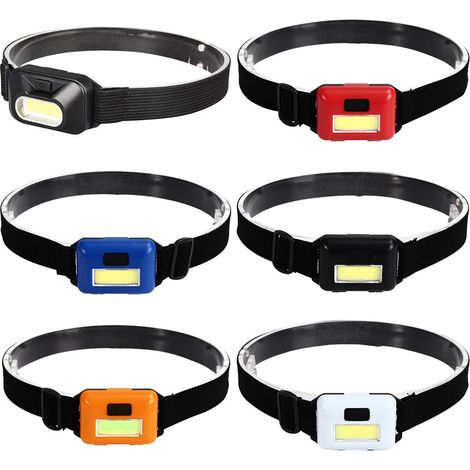 Lot de 6 lampes frontales LED COB super brillantes, légères avec bandeau ajustable pour course, camping, randonnée, travail (1/5)
