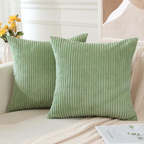 LaBlanc - Juego de 2 fundas de cojín decorativas de pana para sofá/sillón/salón, 50 x 50 cm, verde frijol