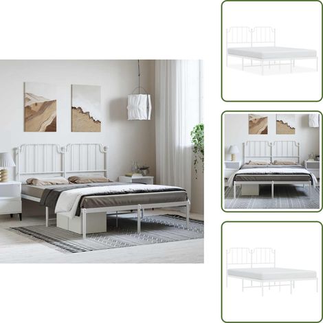 Letto con spazio sotto - vidaXL Giroletto con Testiera Metallo Bianco 150x200 cm - Letto con supporto schiena