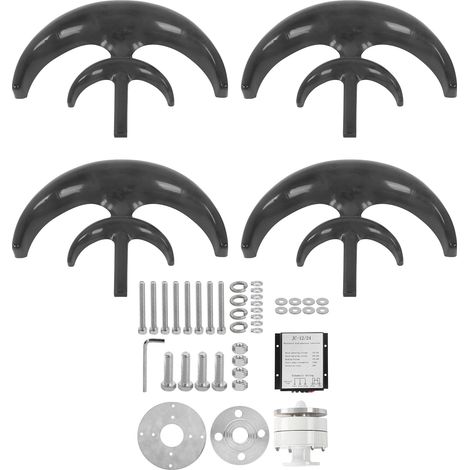 Éolienne Kit 800W 4 Pales Générateur AC Moteur Système Solaire Lanterne Double Couche Noir 12V (1/5)