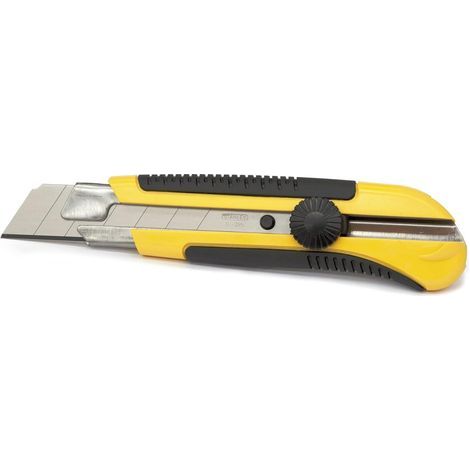 Cutter Professionnel Rétractable avec Poignée Antidérapante et Lame de 25mm, Cutter de Précision Universel Robuste, Cutter Ergonomique, Système de Verrouillage de la Lame (modèle 170) (1/5)