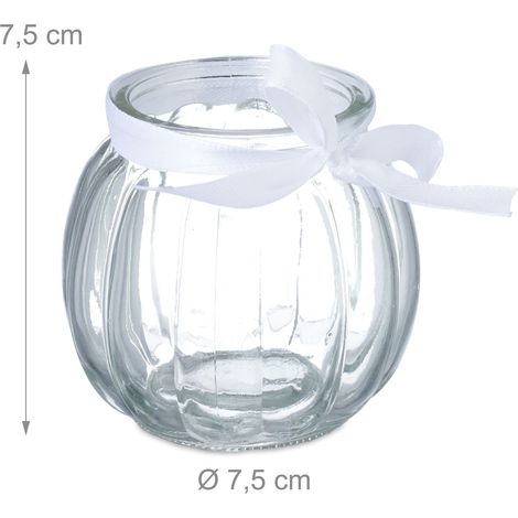 Set di 12 portacandele rotondi decorazione da tavola atmosfera accogliente interno esterno in vetro trasparente 130013528