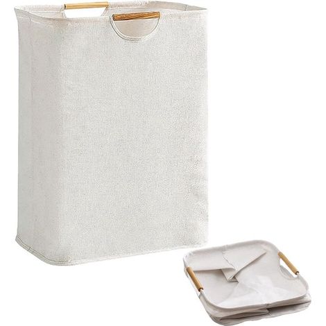 Wasserdichter Wäschekorb 36L Spielzeug-Wäschekorb Aufbewahrungskorb für Schmutzwäsche Kleiner faltbarer Wäschekorb Mit verstärktem Holzgriff Für 40 cm (1/5)