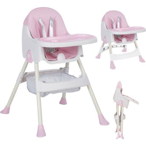 K IKIDO Seggiolone per bambini, Seggiolone Evolutivo, Da 6 mesi a 3 anni, seggiolino 2 in 1 con imbracatura a 5 punti, rosa