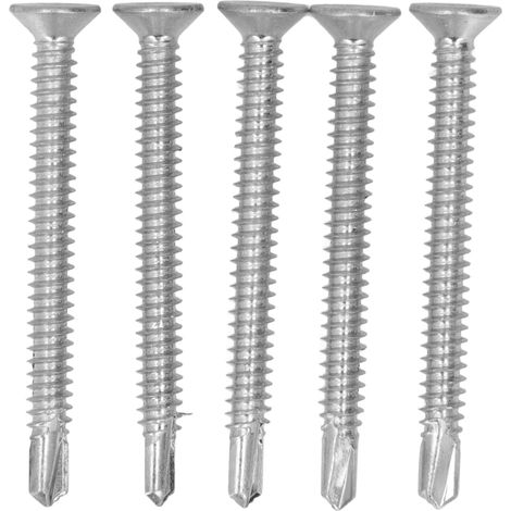 Lot de 50 vis autoforeuses en acier carbone zingué, tête fraisée cruciforme 4,8x50mm pour réparation (1/5)
