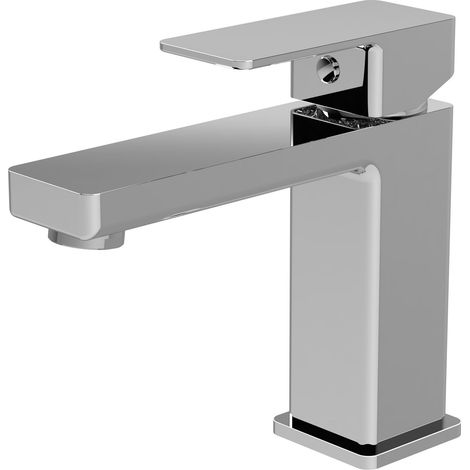 Balterley Milldale Square Mono Basin Mixer Bathroom Sink Tap with Push Button Waste, Dual Lever Control - Chrome Finish (1/5)