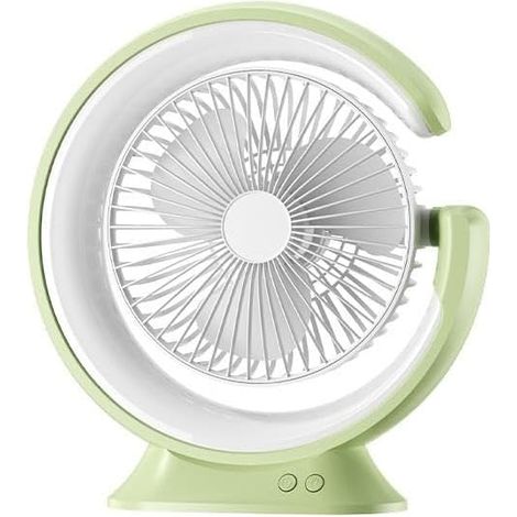 Petit ventilateur de bureau avec veilleuse intégrée, alimenté par USB, 3 vitesses, veilleuse LED 3 couleurs, flux d'air puissant. Mini ventilateur rotatif.-AquaForge (1/2)