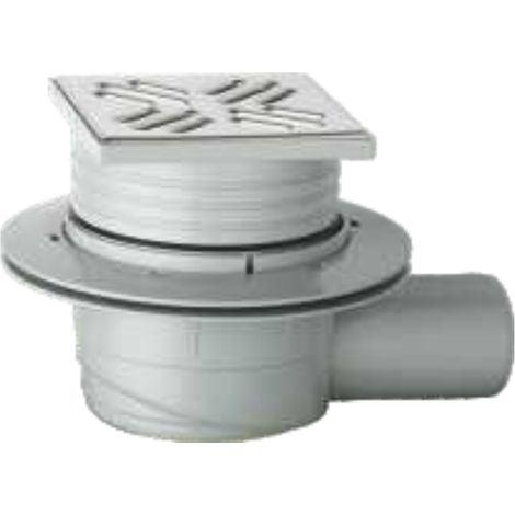 Piletta a pavimento con sifone ribassato in polipropilene con griglia inox 105×105 mm bampi si102562