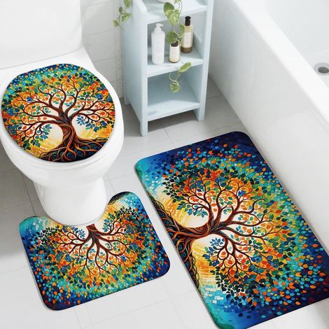 Ensemble Tapis de Bain 3 Pièces, Arbre de Vie (1/5)