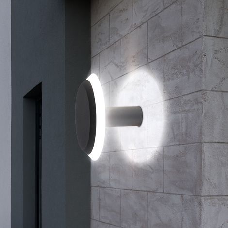 Applique murale d'extérieur, applique d'extérieur, spot mural en aluminium, gris opale, 1x LED 4,5 watts 320 lumens blanc chaud, DxD 20x13,7 cm (1/5)