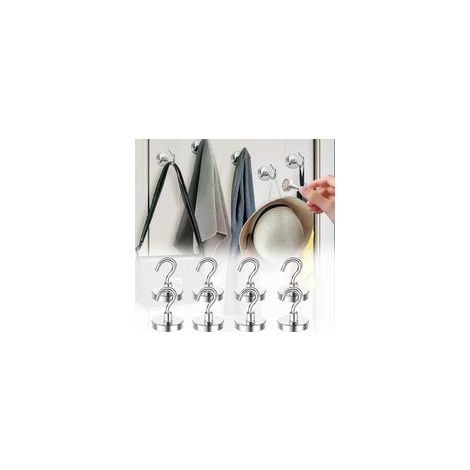 Lot de 8 crochets magnétiques, support magnétique, 10 kg, métal, argent (1/4)