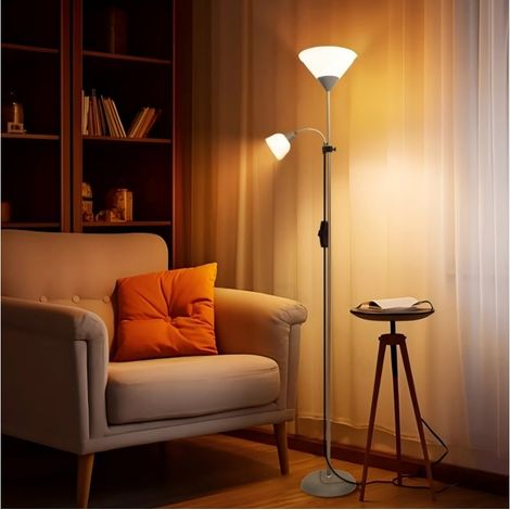 Lampadaire de sol double, douilles E27+E14, sans ampoule, pour salon et bureau (1/3)