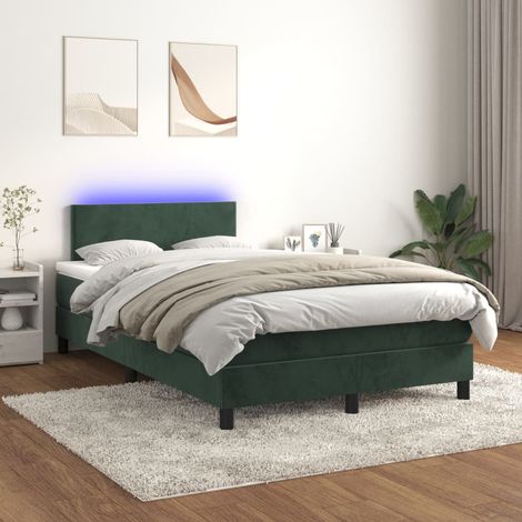 Boxspringbett mit Matratze & LED Dunkelgrün 120x200 cm Samt vidaXL