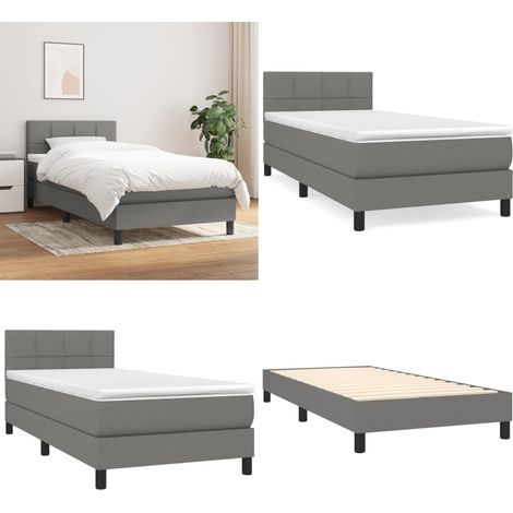Boxspringbett mit Matratze Dunkelgrau 90x200 cm Stoff - Boxspringbett - Doppelbett - Bettenrahmen - Matratze - Nachttisch - Home & Living (1/5)