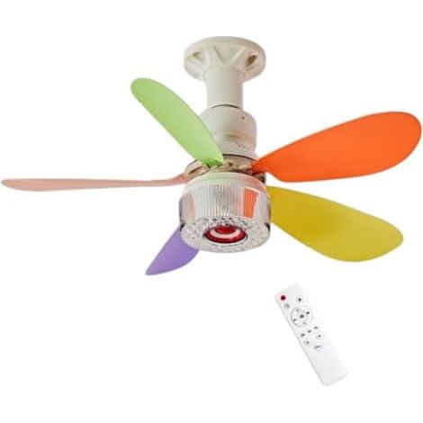 Générique Ventilateur De Plafond Avec Lumière Et Télécommande, Compatible Avec La Musique via Bluetooth Et Dispose D'un éclairage à 21 Couleurs, Lampe Ventilateur E27cm, Plafonnier Silencieux (Jaune) (1/5)