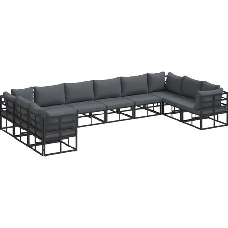 Maison Exclusive - Set Divano da Giardino con cuscino 10 pcs Nero Alluminio