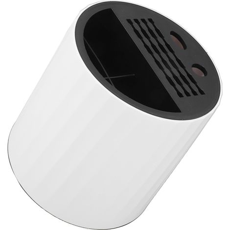 Porte-couteaux de cuisine cylindrique rotatif 360°, bloc à couteaux multi-emplacements pour couteaux, baguettes, cuillères et fourchettes, blanc (1/5)