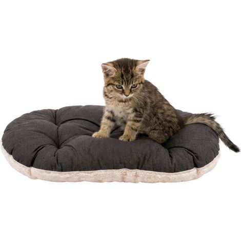 Panier Chat trés Petite, Coussin pour Chiens de Taille XXS, Tapis pour Chiot et Chaton, Lavable, en Coton avec Rembourrage Doux, 43 x 30 CM, Marron et Blanc (1/5)