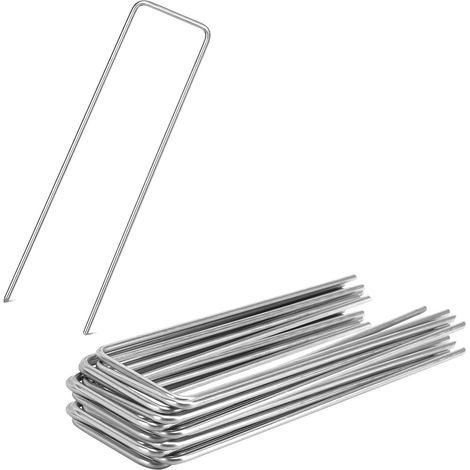 20x Sardines de Fixation Acier Anti-Rouille Piquets Jardin Camping Clôture Agrafes Géotextile Toile de Paillage Compatible Bordure Extérieur Grillage H150mm L25mm Ø3mm (1/5)