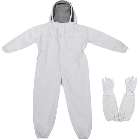 Combinaison d'apiculture, combinaison d'apiculture pour enfants, combinaison anti-abeilles une pièce avec capuche et voile, vêtements de protection pour enfants, combinaison d'apiculture (blanche, tai