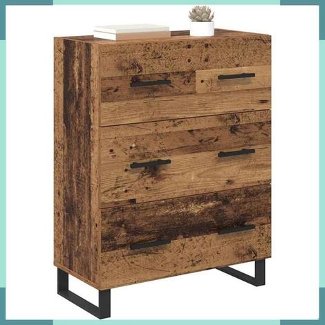 881522 Meuble Bas Buffet 69,5x34x90cm Bois Ingénierie Fer Bois Ancien Tiroir Pratique 60kg (1/5)