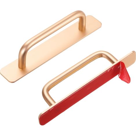 CCYKXALot de 2 poignées de porte adhésives sans perçage en alliage d'aluminium pour porte de placard de cuisine, fenêtre de placard, ton or 14,7 cm (1/5)