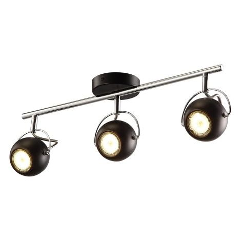 Plafonnier spot rail Kaja Salva 3xGU10 noir chrome