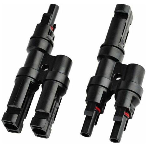 Connecteurs de Branchement MC4 pour Panneaux Solaires - Raccord en T / Y pour Distribution de Câbles,