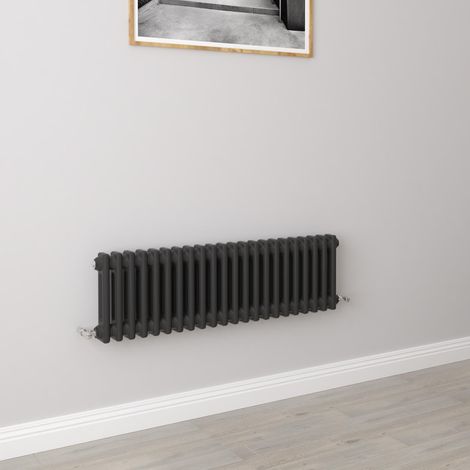 AICA 300x1010mm 2 Column Horizontal Black Radiator Central Heating Cast Iron Style (1/5)