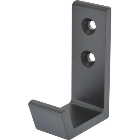 Percha de pared con 1 gancho de aluminio negro An. 25 x Al. 70 x Pr. 50 mm (1/3)