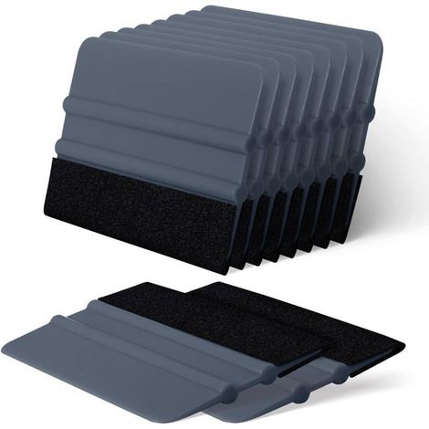 Raclette pour film teinté Lot de 10 Plastique et feutre Outil d'application Voiture et vitres Gris 10 x 7,5 cm (1/5)
